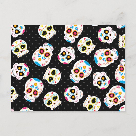 Retro Sugar Skull Briefkaart (Voorkant)