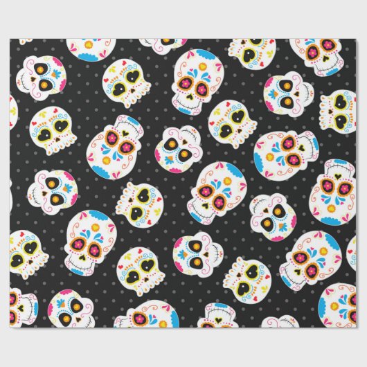 Retro Sugar Skull Cadeaupapier (Vlak)