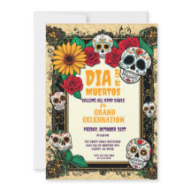 Retro Suiker Schedels Día de los Muertos Feestdag