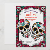 Retro Suikerschedels Día de los Muertos Verjaardag Kaart (Voorkant / Achterkant)