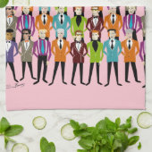 Retro Suits T-handdoek—roze Theedoek (Gevouwen)