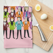 Retro Suits T-handdoek—roze Theedoek (Quarter Fold)