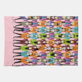 Retro Suits T-handdoek—roze Theedoek (Horizontaal)