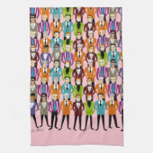 Retro Suits T-handdoek—roze Theedoek (Verticaal)