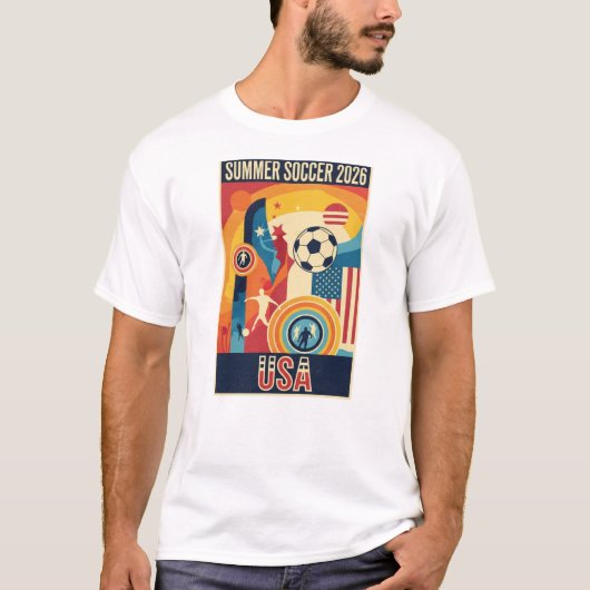 Retro Summer 2026 Soccer USA Graphic T-Shirt (Voorkant)
