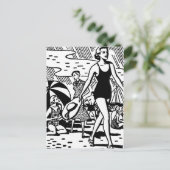 Retro Summer aan de Beach Briefkaart (Staand voorkant)