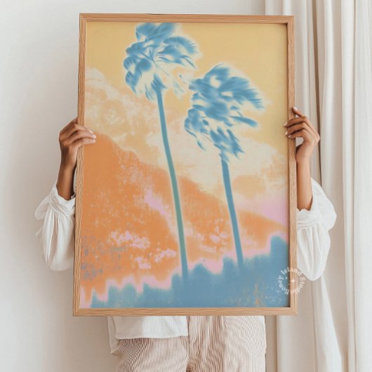 Retro Summer Abstract Tropical Palm Tree Print 