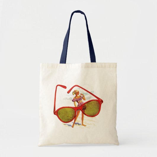 RETRO SUMMER BEACH BAGS CANVAS TAS RED SUNGLASSEN (Voorkant)