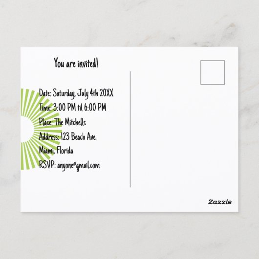 Retro Summer Beach Briefkaart (Achterkant)