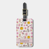 Retro Summer Beach, gepersonaliseerde naam Bagagelabel (Voorkant verticaal)