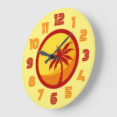 Retro Summer Beach Palm Heatwave Clock Grote Klok (Hoek)