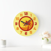 Retro Summer Beach Palm Heatwave Clock Grote Klok (Huis)