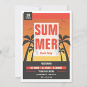 Retro Summer Beach Party Uitnodiging (Voorkant)