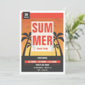 Retro Summer Beach Party Uitnodiging (Staand voorkant)