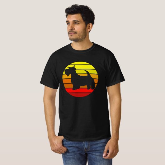 Retro Summer Beach Scottish Terrier Dog T-shirt (Voorkant volledig)