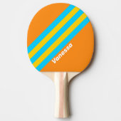 Retro Summer Beach Stripes met naam Tafeltennisbatje (Voorkant)