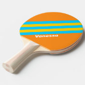 Retro Summer Beach Stripes met naam Tafeltennisbatje (Voorkant Gekanteld)