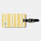 Retro Summer Chic Yellow Stripes Monogram Bagagelabel (Voorkant horizontaal)