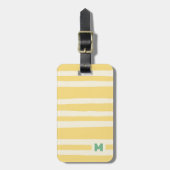 Retro Summer Chic Yellow Stripes Monogram Bagagelabel (Voorkant verticaal)