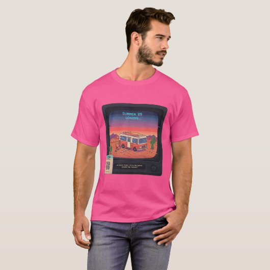 Retro Summer Error 404 T-shirt | Glitch Art (Voorkant volledig)