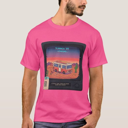 Retro Summer Error 404 T-shirt | Glitch Art (Voorkant)