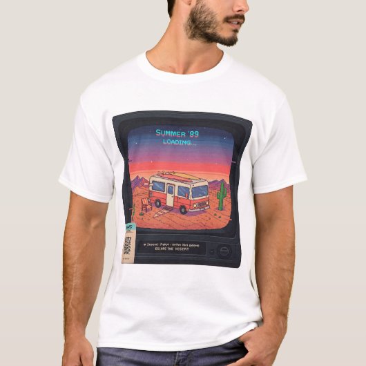 Retro Summer Error 404 T-shirt | Glitch Art (Voorkant)