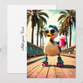 Retro Summer Funny Roller Duck  Aankondiging (Voorkant / Achterkant)