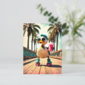 Retro Summer Funny Roller Duck Aankondigingskaart (Staand voorkant)