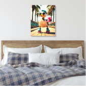 Retro Summer Funny Roller Duck  Canvas Afdruk (Insitu (Slaapkamer))