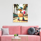 Retro Summer Funny Roller Duck  Canvas Afdruk (Insitu (Woonkamer))