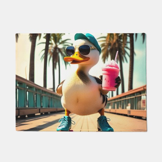 Retro Summer Funny Roller Duck Deurmat (Voorkant)