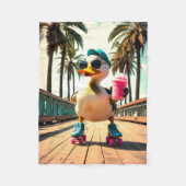 Retro Summer Funny Roller Duck Fleece Deken (Voorkant)