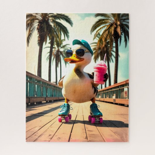 Retro Summer Funny Roller Duck Legpuzzel (Verticaal)