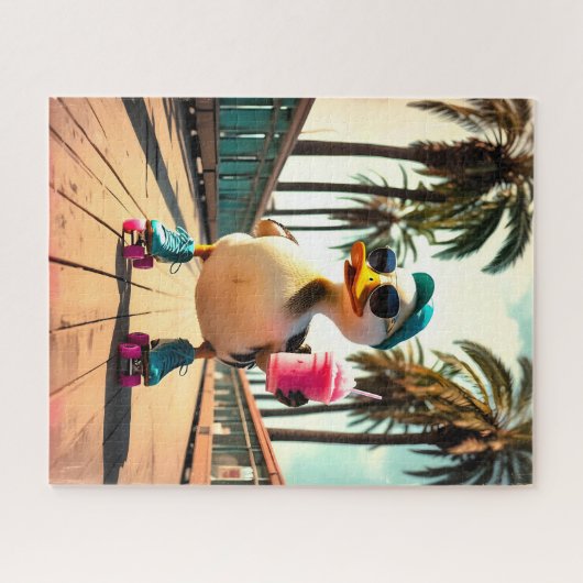 Retro Summer Funny Roller Duck Legpuzzel (Horizontaal)