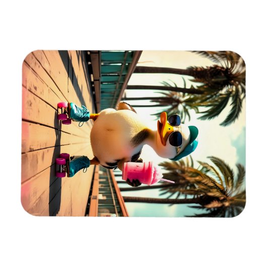 Retro Summer Funny Roller Duck Magneet (Horizontaal)