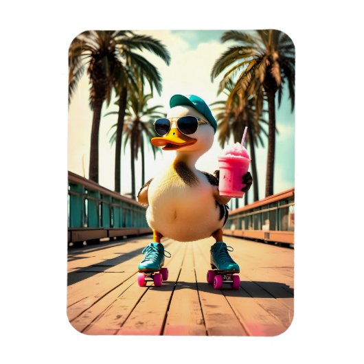 Retro Summer Funny Roller Duck Magneet (Verticaal)