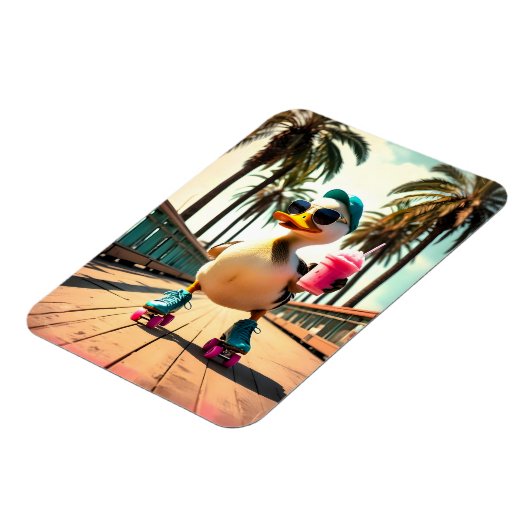 Retro Summer Funny Roller Duck Magneet (Linkerzijde)