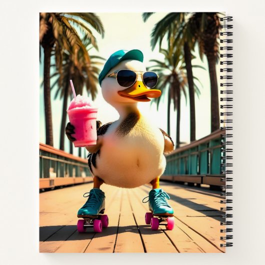 Retro Summer Funny Roller Duck Notitieboek (Achterkant)