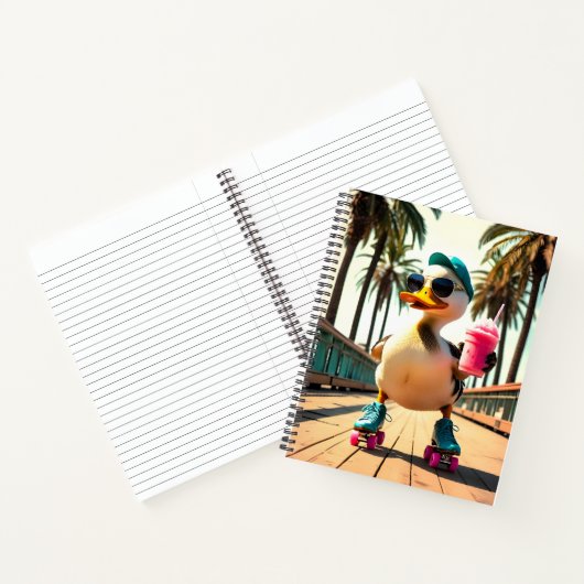 Retro Summer Funny Roller Duck Notitieboek (Binnen)