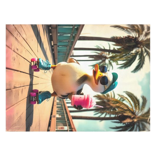Retro Summer Funny Roller Duck Tafelkleed (Voorkant (Horizontaal))