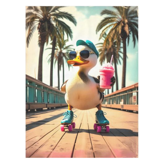 Retro Summer Funny Roller Duck Tafelkleed (Voorkant)