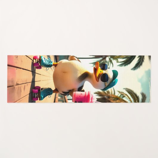 Retro Summer Funny Roller Duck Yogamat (Voorkant (horizontaal))