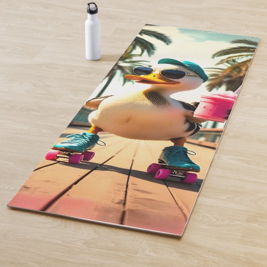 Retro Summer Funny Roller Duck Yogamat (In situ)