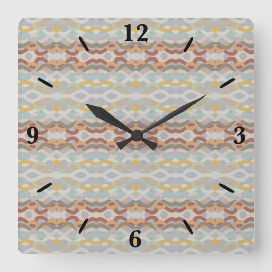 Retro Summer Geometric Color Block Pattern Design Vierkante Klok (Voorkant)