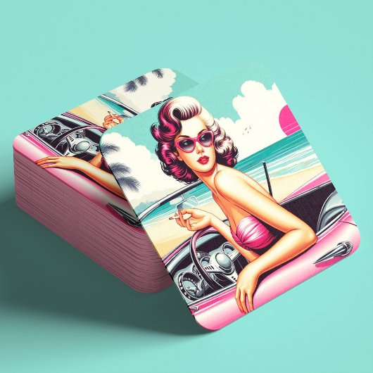 Retro Summer Girl Bier Onderzetter