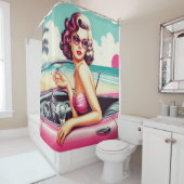Retro Summer Girl Douchegordijn (In situ)