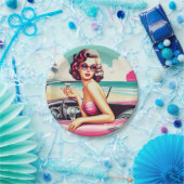 Retro Summer Girl Papieren Bordje (Feest)