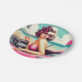 Retro Summer Girl Papieren Bordje (Gekanteld)