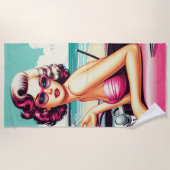 Retro Summer Girl Strandlaken (Voorkant)