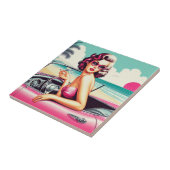 Retro Summer Girl Tegeltje (Zijkant)